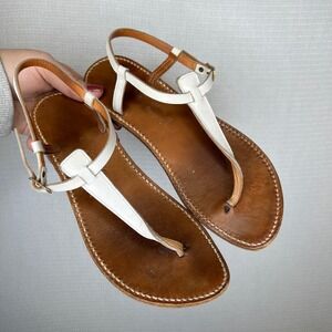 RONDINI‎ St Tropez White Leather Thong Sandals Women's Size 9